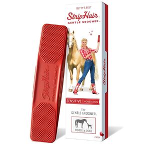 StripHair Gentle Groomer - Original for Horses Dogs 6-in-1 Shedding Grooming Massage (Red)