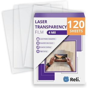Reli. Transparency Sheets (120 Count, Laserjet Compatible) | 8.5x11" Transparent Paper, Transparency Film for Laserjet Color Printer | Overhead Projector OHP Film | Clear Paper for Crafts/Teaching