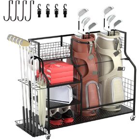 Golf Bag Organizer for Garage, Golf Storage Rack Golf Club Holder Extra Large Golf Bag Stand for 2 Golf Bags、Golf Equipment Accessories in Saudi Arabia