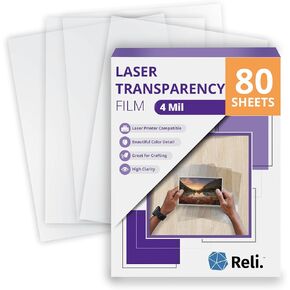 Reli. Transparency Sheets (80 Count, Laserjet Compatible) | 8.5x11" Transparent Paper, Transparency Film for Laserjet Color Printer | Overhead Projector OHP Film | Clear Paper for Crafts/Teaching