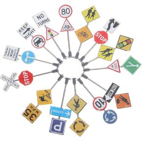 14Pcs Micro Landscape Accessories Kids Traffic Signs Road Traffic Signs Miniature Traffic Signs Traffic Signs for Kids Play Sign Micro Toys Educational Toy Child LED Outdoor abs