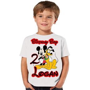 Personalized Mouse Birthday Shirt, Add Name and Age, Mouse and dog Birthday Shirt, Custom birthday boy Shirt Family Matching Shirts kids party