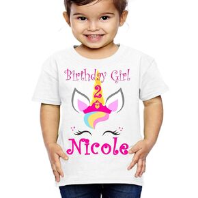 Unicorn Birthday Shirt with Any Name and Age Unicorn Matching Family Birthday Shirt Personalized Shirt Girl Party Cute Unicorn Shirt
