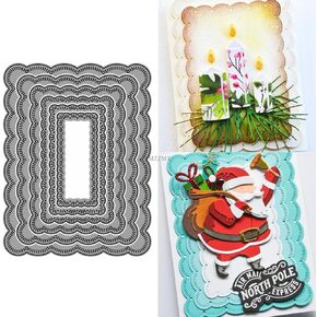 Dotted Lace Background Metal Cutting Dies for Card Making, Paper Embossing Die Cuts Kit Templates Supplies, Photo Frame Album DIY Scrapbooking Stencils Sets