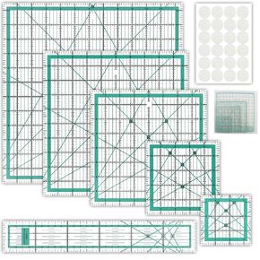 6 Pcs Quilting Rulers and Templates, Quilt Ruler, Acrylic Square Ruler, with Silicone Non-Slip Mat and Storage Bag (3.5"x3.5", 5"x5", 8"x8", 10"x10", 12.5"x12.5", 2"x12")