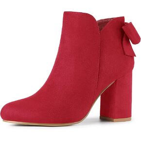 Allegra K Women's Round Toe Bow Decor Chunky Heel Ankle Boots in Saudi Arabia