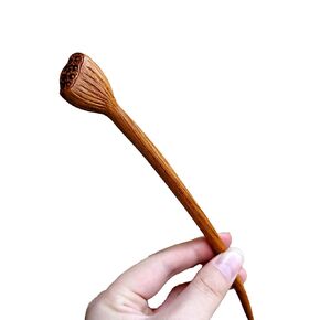 Redwood Hair Clip - Women's Lotus Crown Hair Stick, Pure Hand Carved.
