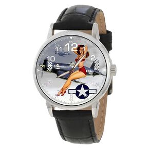 Vintage USAF WW-II Vought F4U Corsair Checkered Pinup Solid Brass Aviation Watch