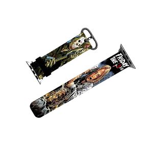 Jason Crystal Lake Horror Watch Band متوافق مع Apple Watch Series 9 Ultra 8 7 6 5 4 3 2 1 SE ، ونساء ورجال استبدال يناسب 38 مم - 49 مم. (42 مم - 49 مم)