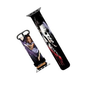 Scary Halloween Horror Movie Watch Band Compatible with Apple Watch Series 9 Ultra 8 7 6 5 4 3 2 1 SE, Women and Men Replacement fits 38mm to 49mm. (#002) (38mm - 41mm)