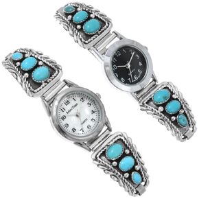 Native American Sleeping Beauty Turquoise Silver Ladies Watch Pretty Sterling Design 2992