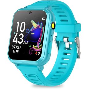 Kids Smart Watch with Camera, Video, Music Player, Alarm Clock, Stopwatch, Calendar, Pedometer, 1.54'' HD Touchscreen, Shockproof, IP68 Waterproof for Girls Boys 6-12 Years Old