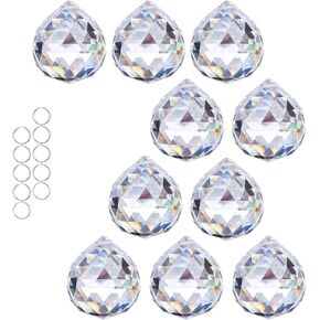 40mm 10Pack Crystal Ball Prism 1.57 Inch Decorative Ball for Chandelier Window Suncatcher Rainbow Maker