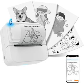 Aixiqee Mini Sticker Printer - Portable Thermal Bluetooth Inkless Sticker Maker Machine Pocket Printer with 10 Rolls Paper, Phone Label Maker for DIY, Photos, Study Notes, Journal, Gift (White)