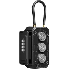 Key Lock Box with Magnetic,Magnetic Key Holder,Magnet Key Box for Under car,Hide A Key with Combination Lock with 3xN52 Strong Magnet for Storage Key Indoors, Outdoors Outside
