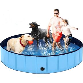 Foldable Dog Pool, Lexda Hard Plastic Shell Pet Swimming Pools for Large Dogs, Collapsible Plastic Pet Pool, Portable Bathing Tub for Dogs (63x12inch) in Saudi Arabia