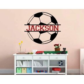 Custom Name Added to Soccer Vinyl Wall Decal Soccer Theme Personalized Removable Sticker Perfect for Above Bed Sports Room