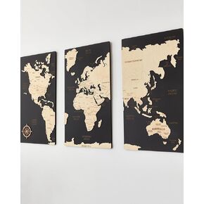Wood World Map - Large Wood Wall - Art Gift Idea - Wall Decor Art World Travel Map - Wood Wall For Home & Kitchen or Office (XL, Full Set, color 20)