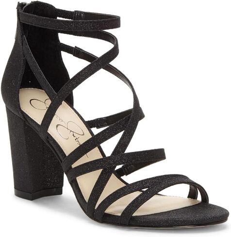 Jessica Simpson Women's Stassey Strappy Block Heel Sandal Heeled, Silver, 9.5 in Saudi Arabia