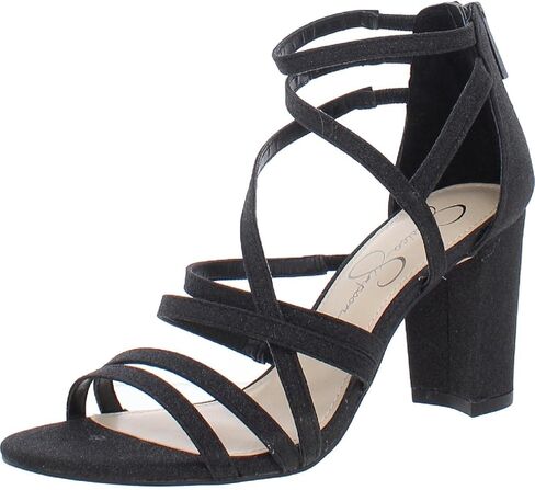 Jessica Simpson Women's Stassey Strappy Block Heel Sandal Heeled, Silver, 9.5 in Saudi Arabia