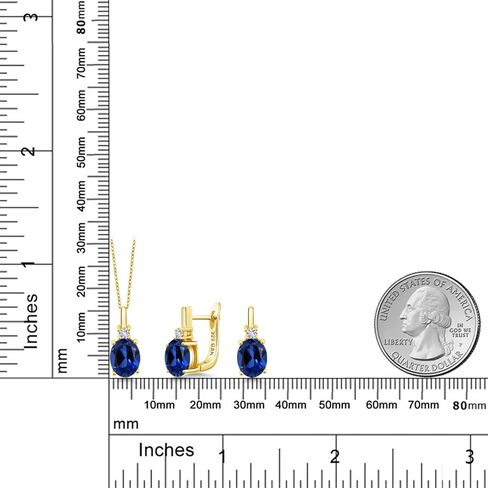 Gem Stone King 18K Yellow Gold Plated Silver Yellow Citrine and White Created Sapphire Pendant and Earrings Jewelry Set For Women (4.55 Cttw, with 18 Inch Chain) in Saudi Arabia