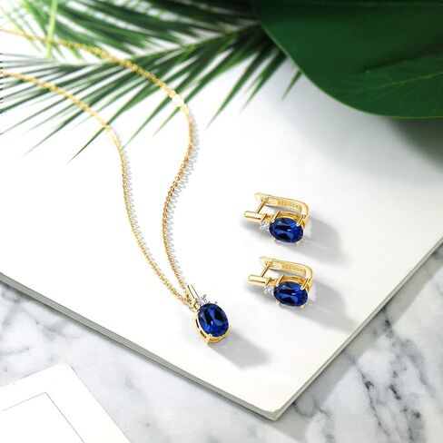 Gem Stone King 18K Yellow Gold Plated Silver Yellow Citrine and White Created Sapphire Pendant and Earrings Jewelry Set For Women (4.55 Cttw, with 18 Inch Chain) in Saudi Arabia