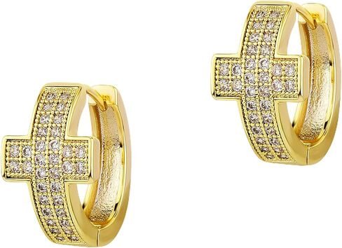TOPGRILLZ Colorful Hoop Cartilage Earrings 14K Gold Rainbow 5A+ Cubic Zirconia Sparkle Round Circle Hoop Huggie Hypoallergenic Chunky Earrings For Men Women in Kuwait