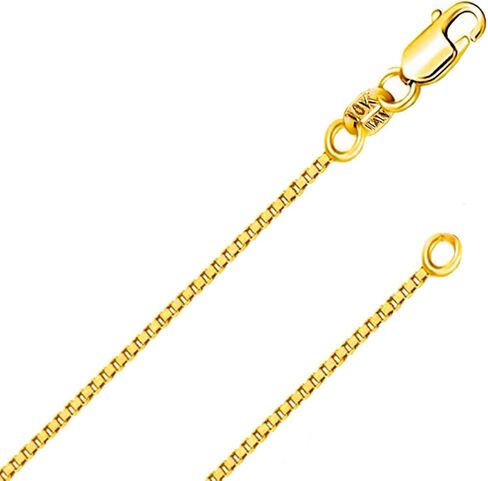 10k REAL SOLID Yellow OR White OR Rose/Pink Gold Solid 0.5mm,0.6mm,0.7mm.0.9MM Box Link Chain Necklace with Lobster Claw Clas and Spring Ring Clasp with jewelry Box in Saudi Arabia