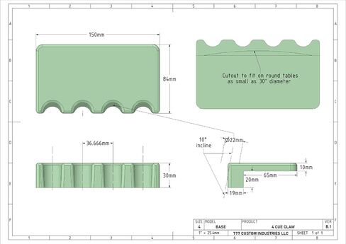 777 حامل جديلة Custom Claws Pool ، يعود إلى التصميم الأزرق ، مخلب 4-cue ، قاعدة مطاطية غير انزلاقية ، مادة PLA in Saudi Arabia
