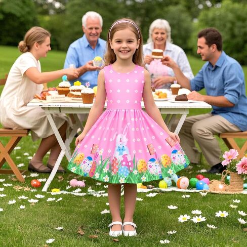Easter Bunny Dress for Girls Easter Outfit Sleeveless Bunny Tutu Dress with Colored Belt for Easter Sping Party in Saudi Arabia