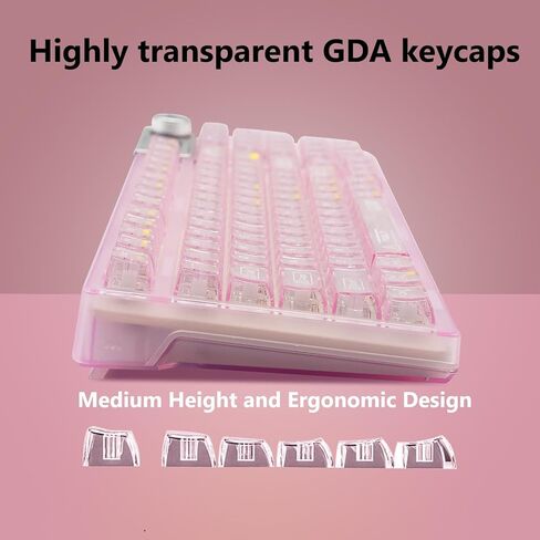 F98pro 95Key Hot-Swappable Mechanical Keyboard with Transparent Keycaps,BT5.0/2.4G/USB-C Mechanical Keyboard with OLED Display,RGB Backlit Gaming Keyboard with Clear Keycaps,4000mAh,Black in Kuwait