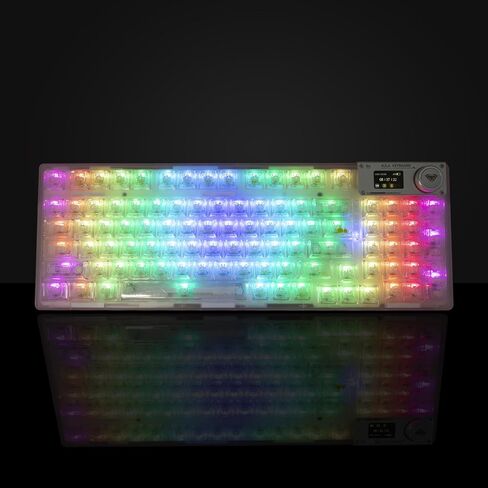 F98pro 95Key Hot-Swappable Mechanical Keyboard with Transparent Keycaps,BT5.0/2.4G/USB-C Mechanical Keyboard with OLED Display,RGB Backlit Gaming Keyboard with Clear Keycaps,4000mAh,Black in Kuwait