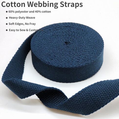 1 inch Cotton Webbing Braid Handles Bag Strap 15ft High Density Webbing Plain Weave Straps for Cloth Tote Bag, Pet Collars, DIY Projects, Crafts, Outdoor Accessories (Navy 519) in Saudi Arabia