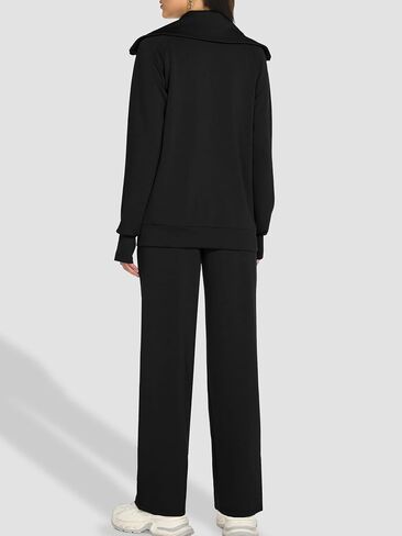 Women's 2 Piece Sweatsuit Sets Lounge Outfits Long Sleeve Double Zipper Sweatshirt Track Pants Casual Tracksuit in Saudi Arabia