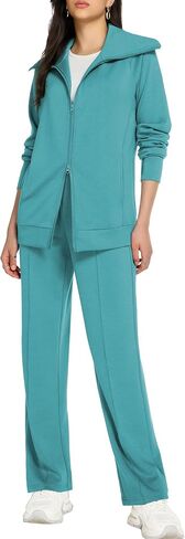 Women's 2 Piece Sweatsuit Sets Lounge Outfits Long Sleeve Double Zipper Sweatshirt Track Pants Casual Tracksuit in Saudi Arabia