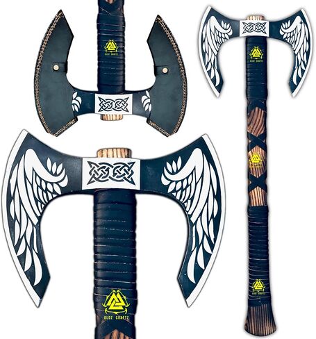 Oldz Craftz يدويًا اثنين من الفأس الكبير Berserker ، الفأس الكبير الإسكنداني ، النمط الاسكندنافي فايكنغ الفأس مزدوج الفأس Dane Ax مزدوج ، فأس فايكنغ الوظيفي فايكنغ هدية in Kuwait