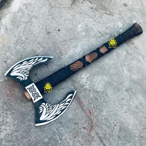 Oldz Craftz يدويًا اثنين من الفأس الكبير Berserker ، الفأس الكبير الإسكنداني ، النمط الاسكندنافي فايكنغ الفأس مزدوج الفأس Dane Ax مزدوج ، فأس فايكنغ الوظيفي فايكنغ هدية in Kuwait