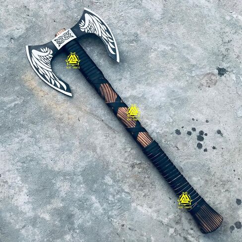 Oldz Craftz يدويًا اثنين من الفأس الكبير Berserker ، الفأس الكبير الإسكنداني ، النمط الاسكندنافي فايكنغ الفأس مزدوج الفأس Dane Ax مزدوج ، فأس فايكنغ الوظيفي فايكنغ هدية in Kuwait