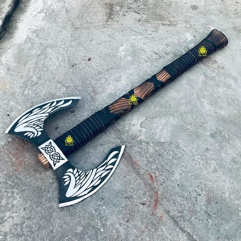Oldz Craftz يدويًا اثنين من الفأس الكبير Berserker ، الفأس الكبير الإسكنداني ، النمط الاسكندنافي فايكنغ الفأس مزدوج الفأس Dane Ax مزدوج ، فأس فايكنغ الوظيفي فايكنغ هدية in Kuwait