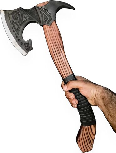 [Oldz Craftz] 22 "اثنان من الفأس الكبير Berserker ، الفأس الكبير الحقيقي ، الفأس الاسكندنافي الفأس الفوسك الفأس مزدوج ، فأس فايكنغ وظيفي ، تاريخ الفايكنج والأساطير الإسكندلية (الفأس المزور بالكامل) in Kuwait