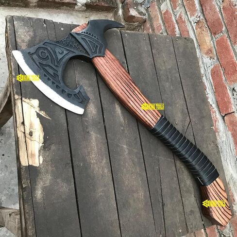[Oldz Craftz] 22 "اثنان من الفأس الكبير Berserker ، الفأس الكبير الحقيقي ، الفأس الاسكندنافي الفأس الفوسك الفأس مزدوج ، فأس فايكنغ وظيفي ، تاريخ الفايكنج والأساطير الإسكندلية (الفأس المزور بالكامل) in Kuwait