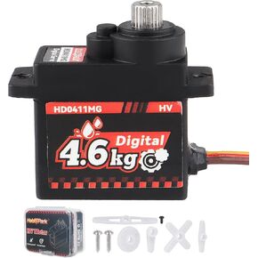 HobbyPark Waterproof 12g Servo Micro Servo Motor Metal Gear Arduino Servo 4.6kg High Torque Digital Servo Mini Servo for Axial SCX24 AX24 1/24 RC Crawler Car RC Airplane RC Boat RC Robotics