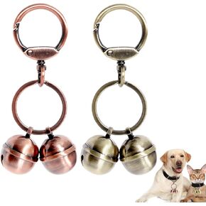 Copper Pet Bells for Collars with Quick-Release Clasp - Audible Safety Trackers for Cats & Dogs, Outdoor Collar Accessories(Glossy Bronze)