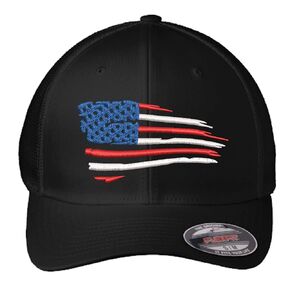 American Flag Flexfit Hat | Custom Embroidered Flexfit Hat USA | Waving Flag Hat