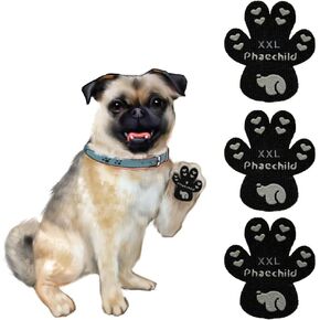 Dog Paw Pads Anti-Slip Grips,Dog Paw Protectors for Senior Dogs on Hot Pavement,Provides Traction to Keep Them from Slipping on Smooth Floors 12 sets-48 Pads Black XXL
