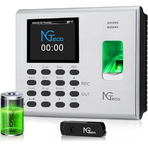 NGTeco Time Clock for Small Business, 2.4GHz WiFi Fingerprint Employee Time Card Machine with iOS/Android App, Automatic Punch in/Out, Battery Backup, No Monthly Fees