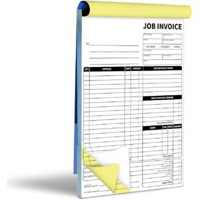 Carbonless Work Order Forms,7.5 x 11 inches Invoices for Small Business,Sales Order Book with Backing Board, 2-Part Receipt with Carbon Copy, 50 Sets