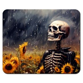 Sunflower Skeleton Art Mouse Pad, Landscape Mouse Pad, Mouse Mat Rectangle Mouse Pad Non Slip Rubber Base, 8.6" x 7" x .12" Inch (22cm x 18cm x .3cm)