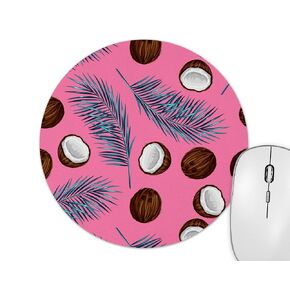 Pink Coconut Pattern Mouse Pad -Mouse Pad, Round 8" diameter x .22" (5.5mm).