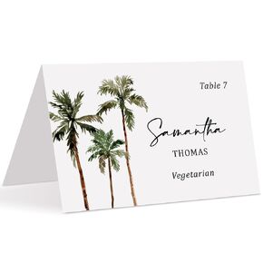 Tropical Destination Wedding Place Cards with Meal Choice, Personalized Table Cards, Tented